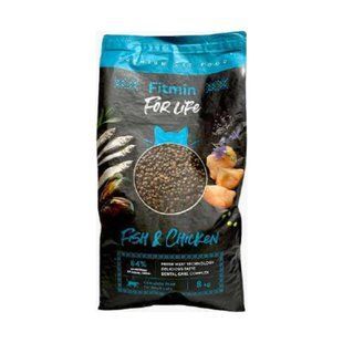 Сухий корм Fitmin For Life Adult Fish & Chicken з рибою та куркою для дорослих котів, 8 кг 72 фото