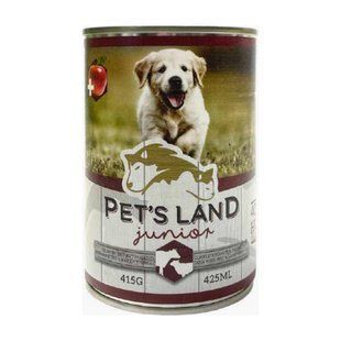 Вологий корм Pet&rsquo;s Land Junior для цуценят з яловичиною та ягням, 415 г 33 фото